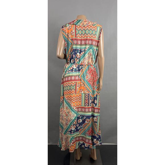 Reba Dress Women XL Floral Print Midi Hi-Low Ruffle Faux Wrap Chiffon Boho - Picture 4 of 10